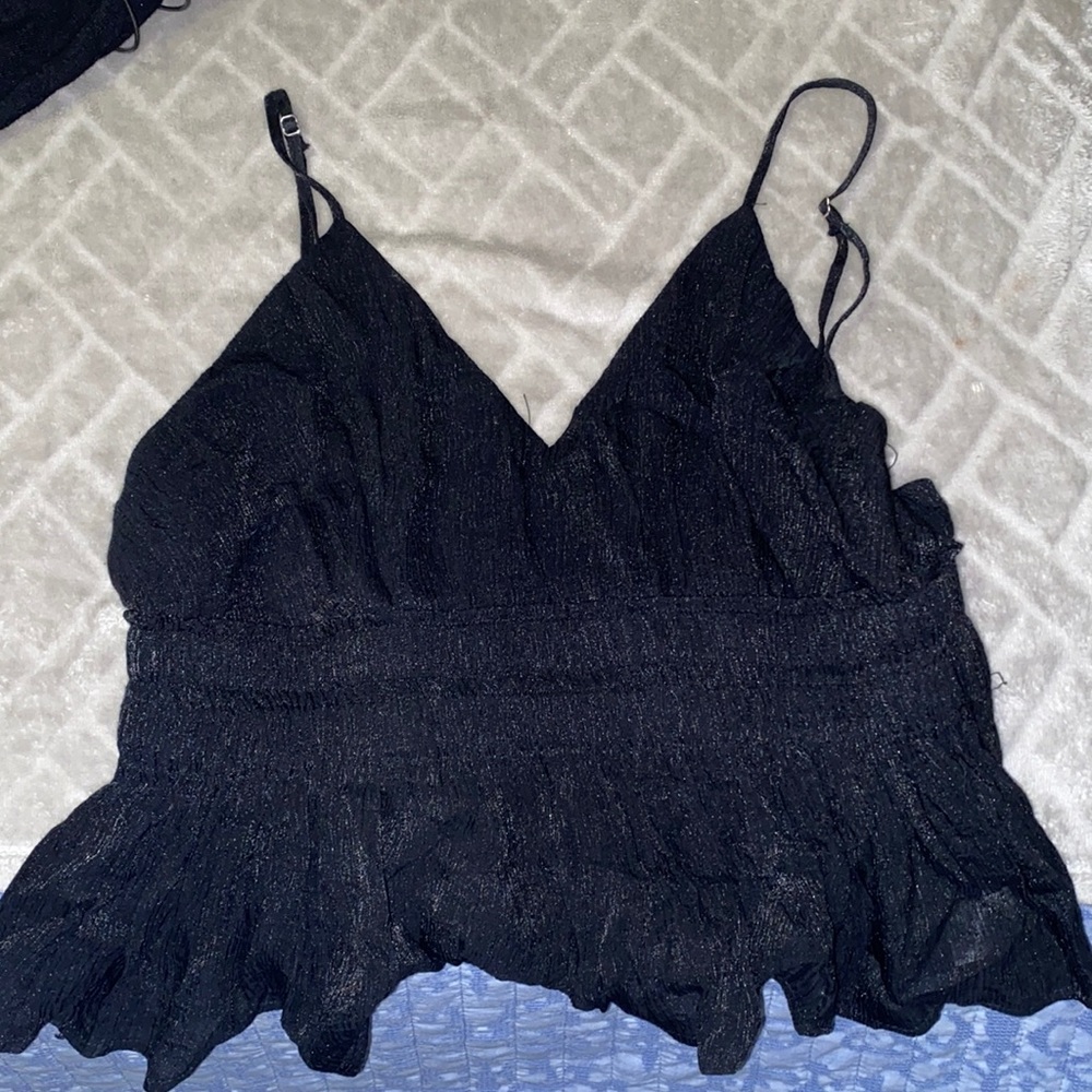 topped black peplum top